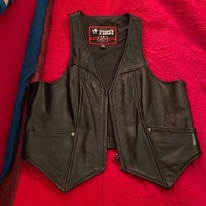 Medium Black first classic leather gear motorcycle vest